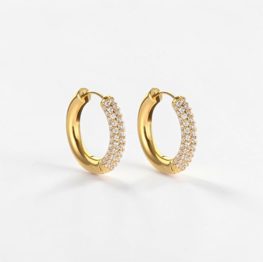 Stylish Hoops 18K Real Gold Plated Solid Color 304 Stainless Steel Waterproof Non Tarnish Earrings