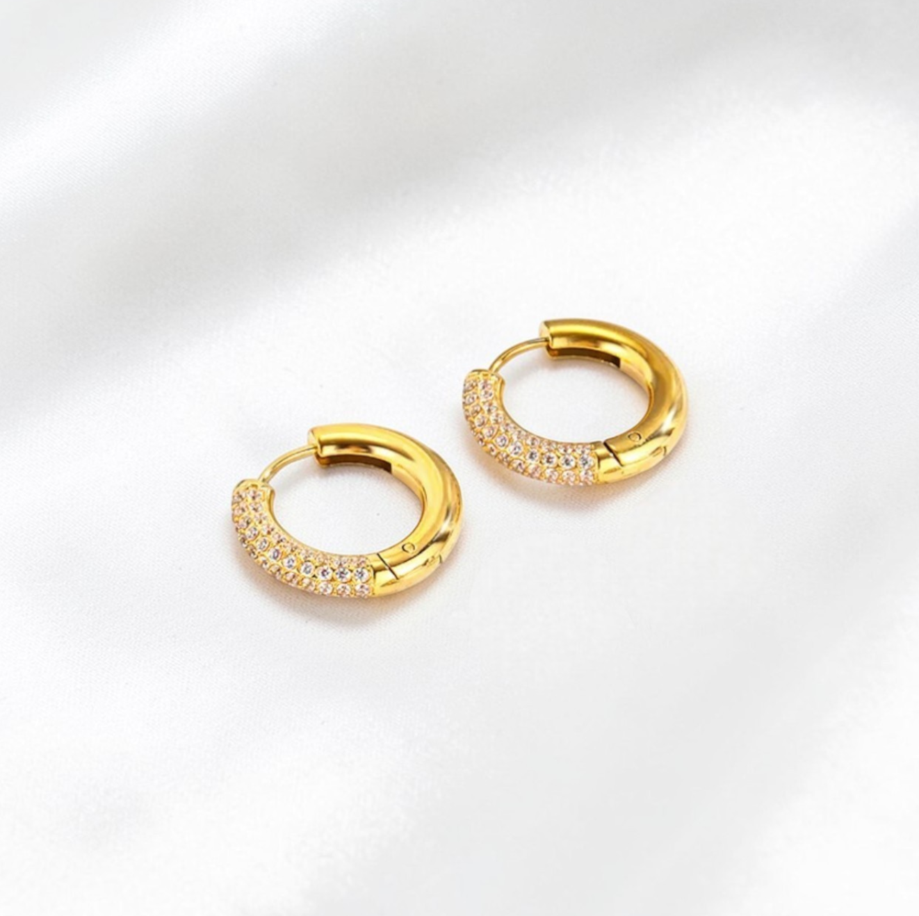 Stylish Hoops 18K Real Gold Plated Solid Color 304 Stainless Steel Waterproof Non Tarnish Earrings