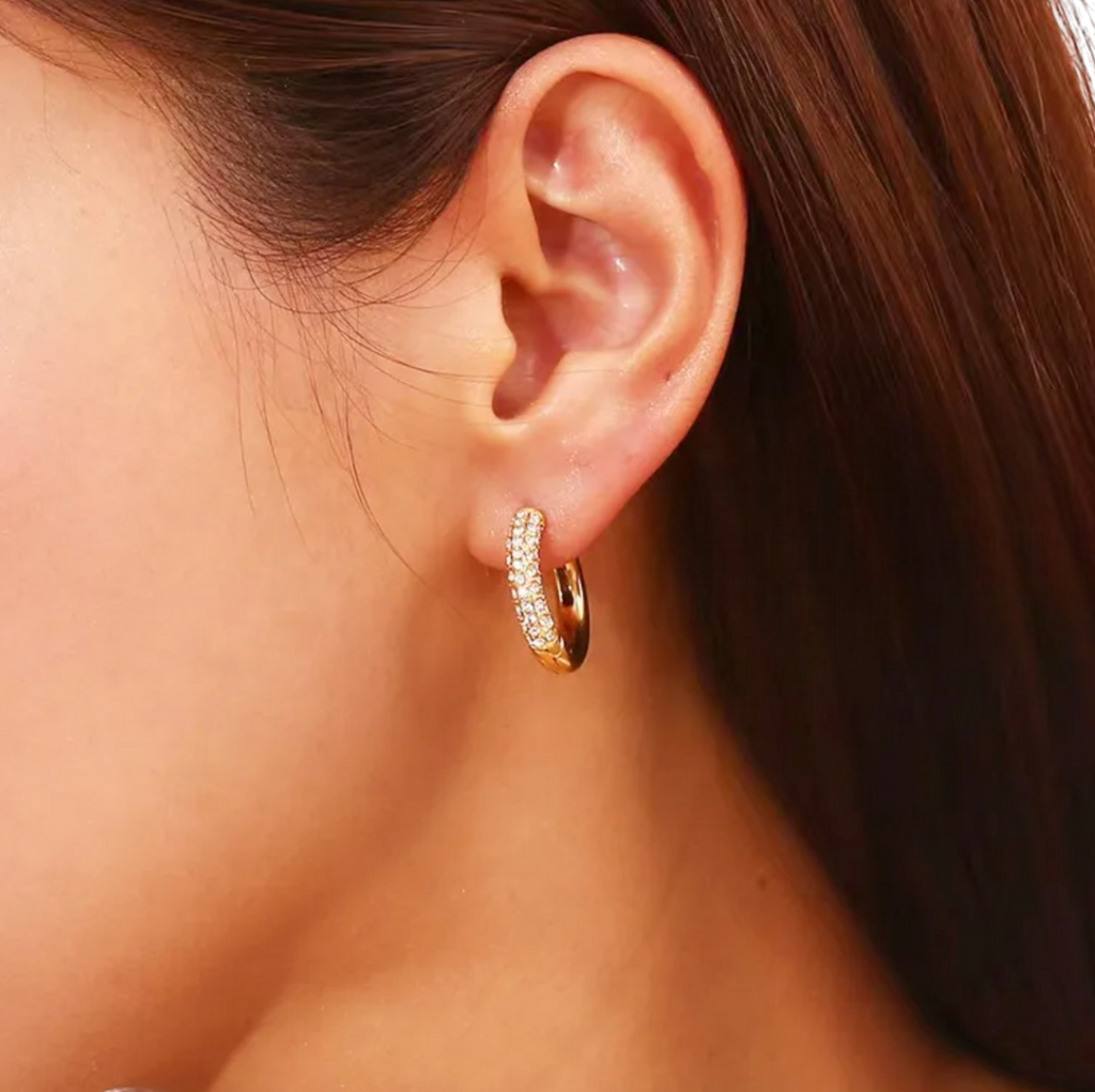Stylish Hoops 18K Real Gold Plated Solid Color 304 Stainless Steel Waterproof Non Tarnish Earrings