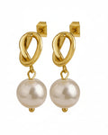 Elegant Shiny Knotted Earrings Real Gold Plated 304 Stainless Steel Waterproof Non Tarnish Drop Earrings