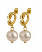 Elegant Shiny Knotted Earrings Real Gold Plated 304 Stainless Steel Waterproof Non Tarnish Drop Earrings
