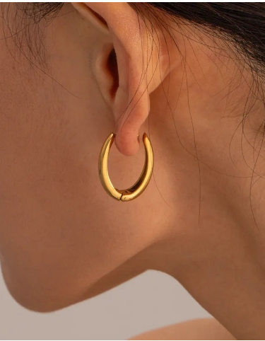 Hoop Earrings PVD Coated Real Gold Plated 18K Gold 304 Stainless Steel Waterproof Non Tarnish
