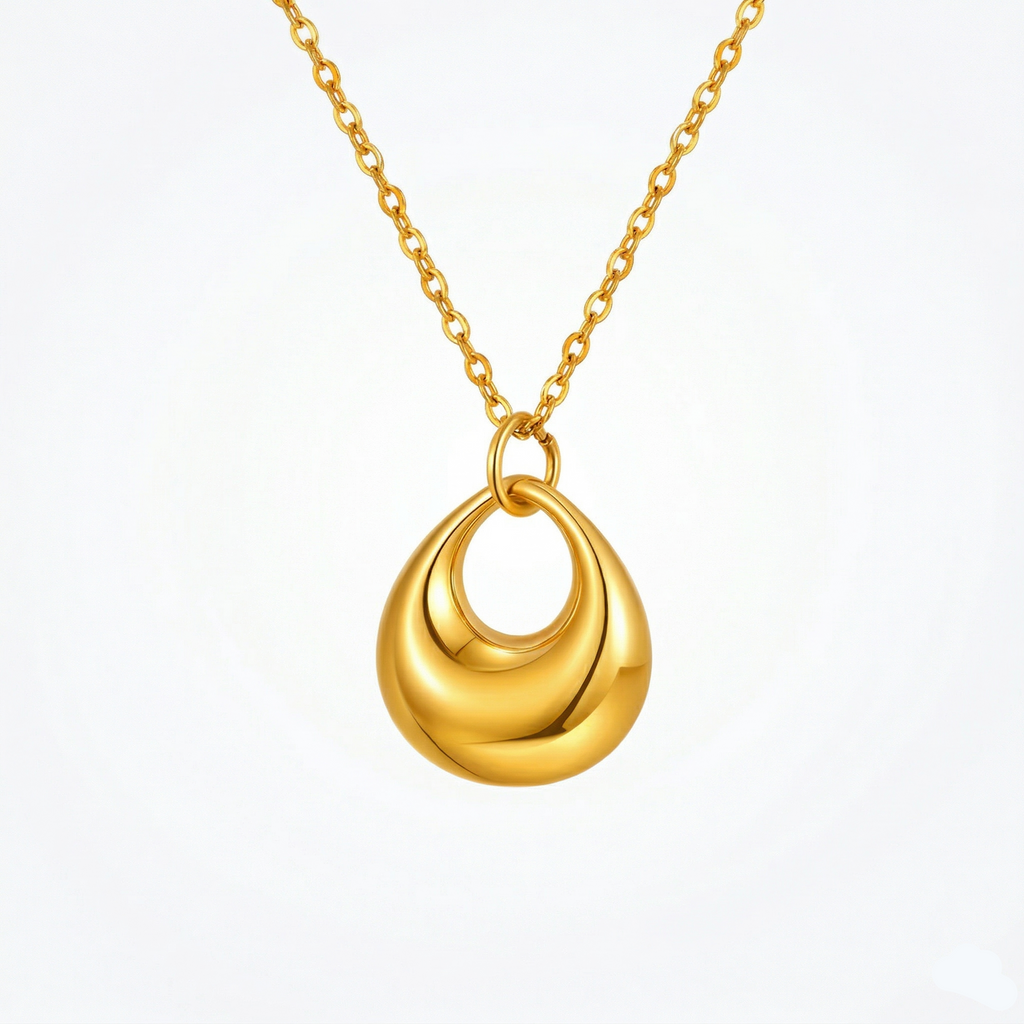 Waterdrop Pandent PVD Coated Real 18K Gold Plated 201 Stainless Steel Waterproof Non Tarnish