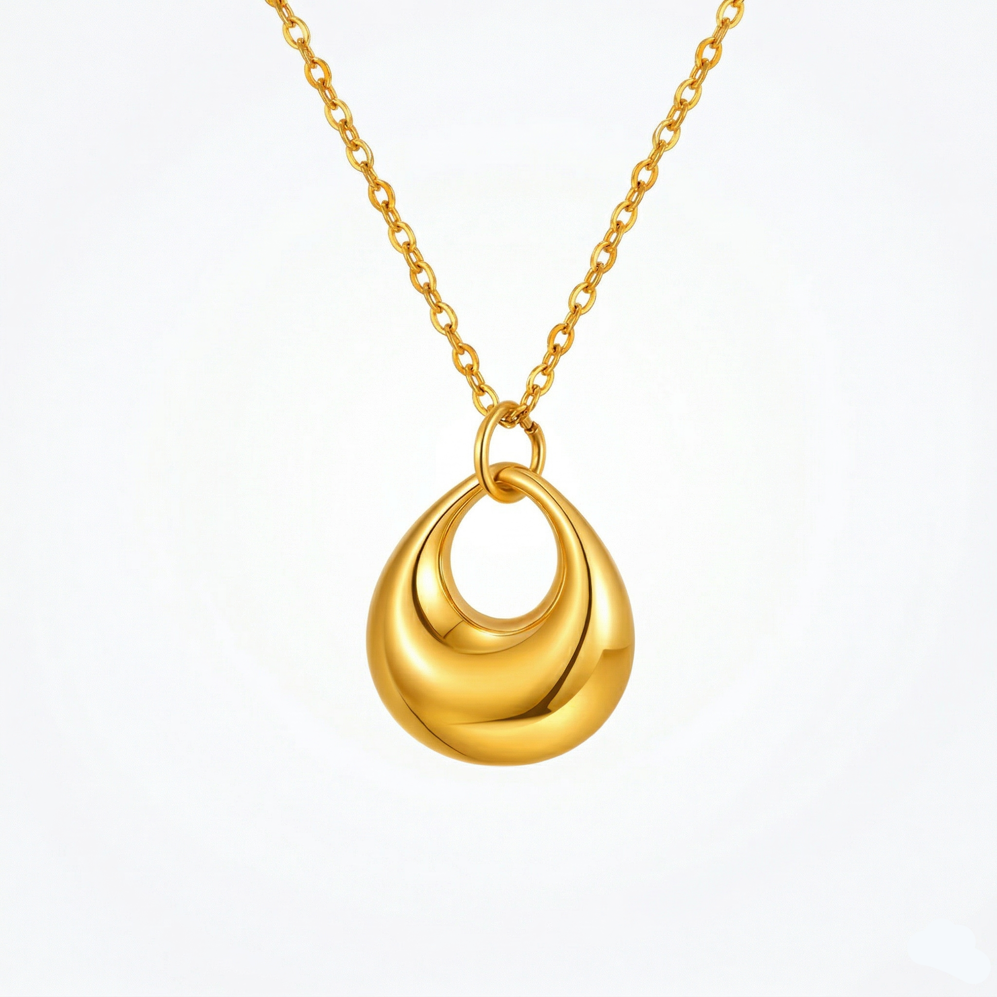 Waterdrop Pandent PVD Coated Real 18K Gold Plated 201 Stainless Steel Waterproof Non Tarnish