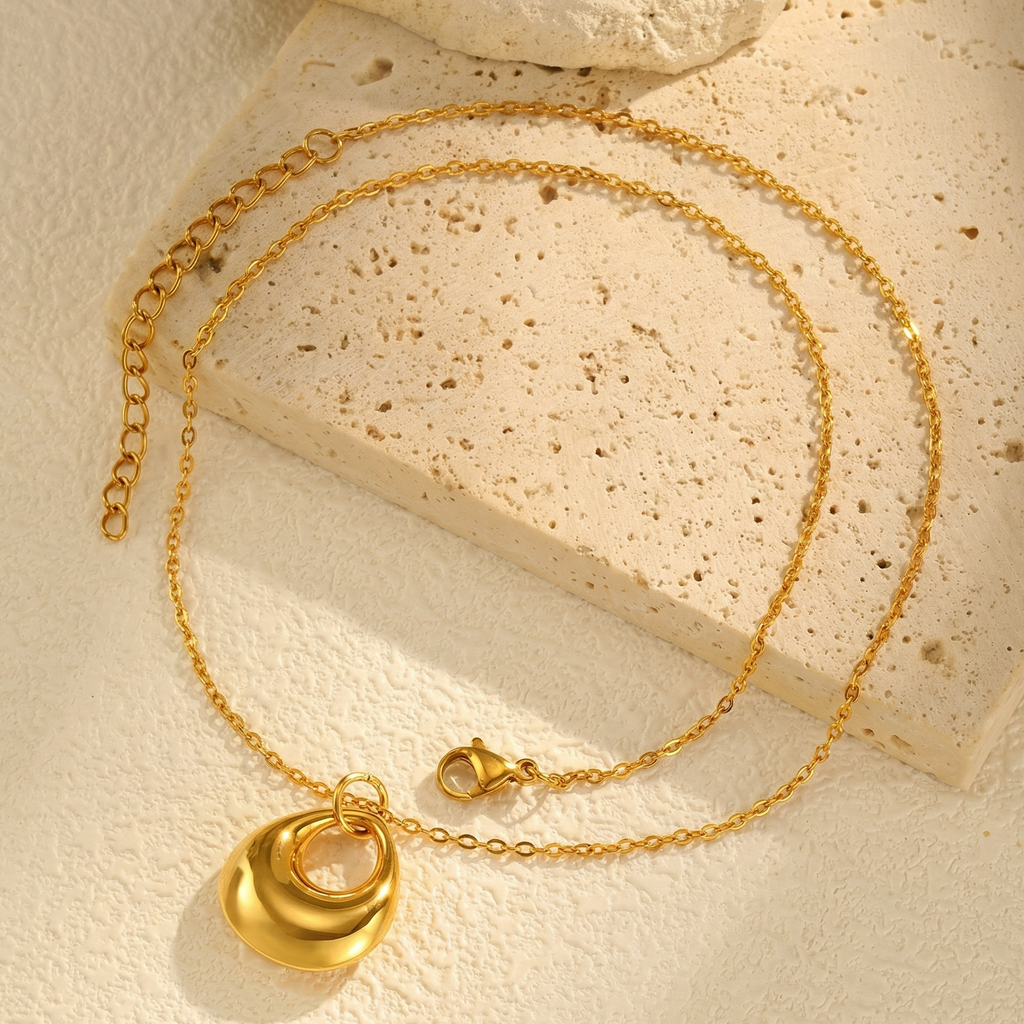 Waterdrop Pandent PVD Coated Real 18K Gold Plated 201 Stainless Steel Waterproof Non Tarnish