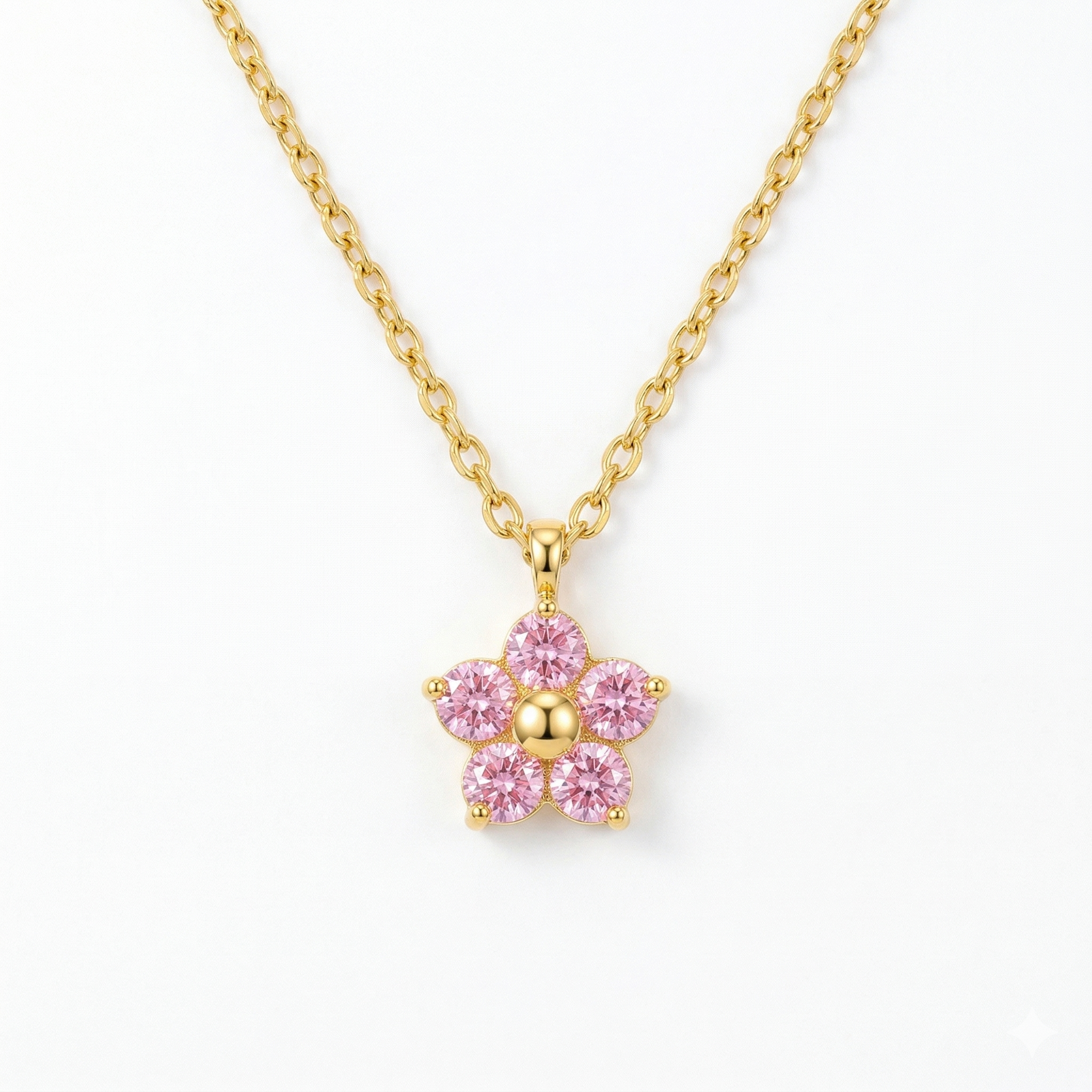 Flower Necklace PVD Coated 18K Gold Platinum 304 Stainless Steel Waterproof Non Tarnish
