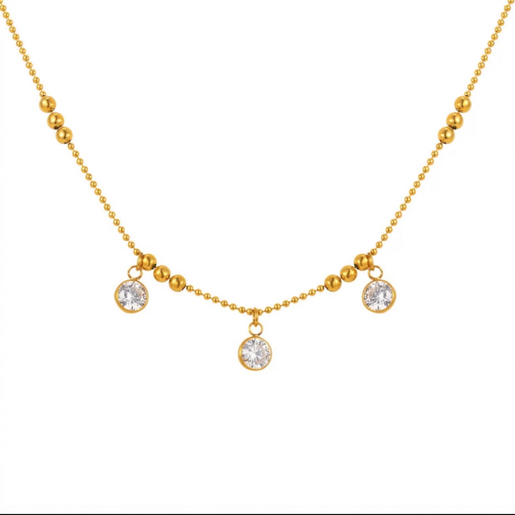 Shiny Pearls Necklace PVD Coated Real 18K Gold Plated 201 Stainless Steel Waterproof Non Tarnish