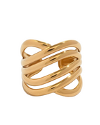 Layered Style Adjustable Ring 18K Real Gold Plated PVD Coating