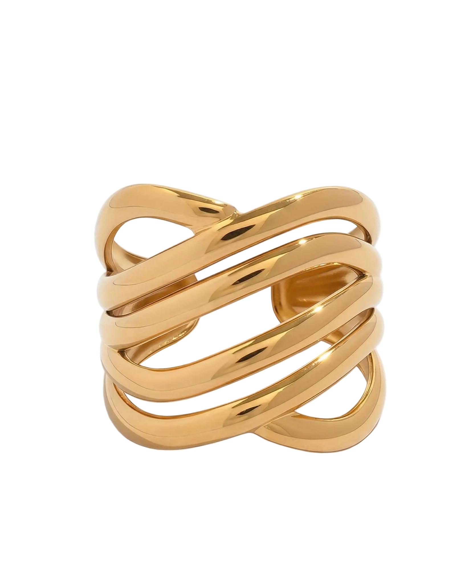 Layered Style Adjustable Ring 18K Real Gold Plated PVD Coating