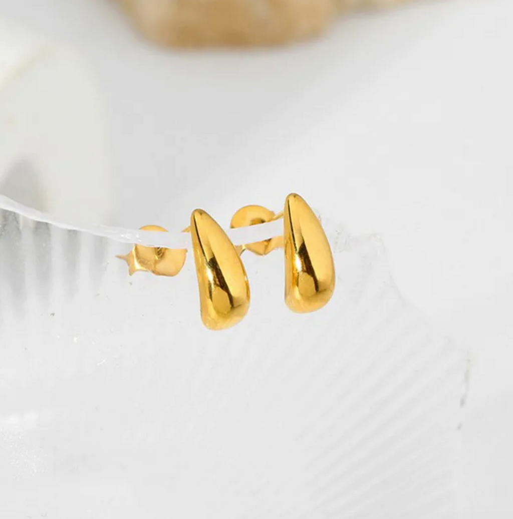 Elegant Mini Waterdrop Earrings Women's Fashion Stainless Steel Waterproof Ear Jewelry Simple Versatile 18K Gold Plated