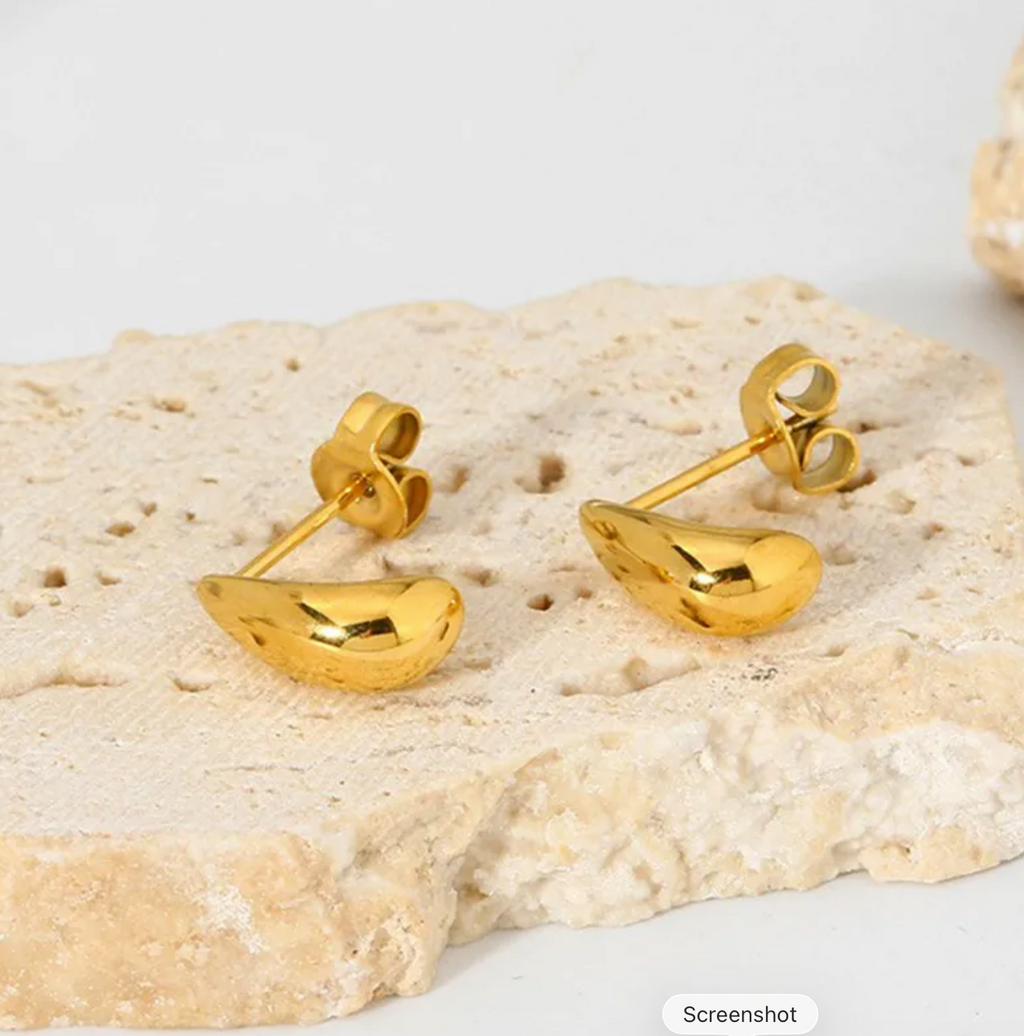 Elegant Mini Waterdrop Earrings Women's Fashion Stainless Steel Waterproof Ear Jewelry Simple Versatile 18K Gold Plated