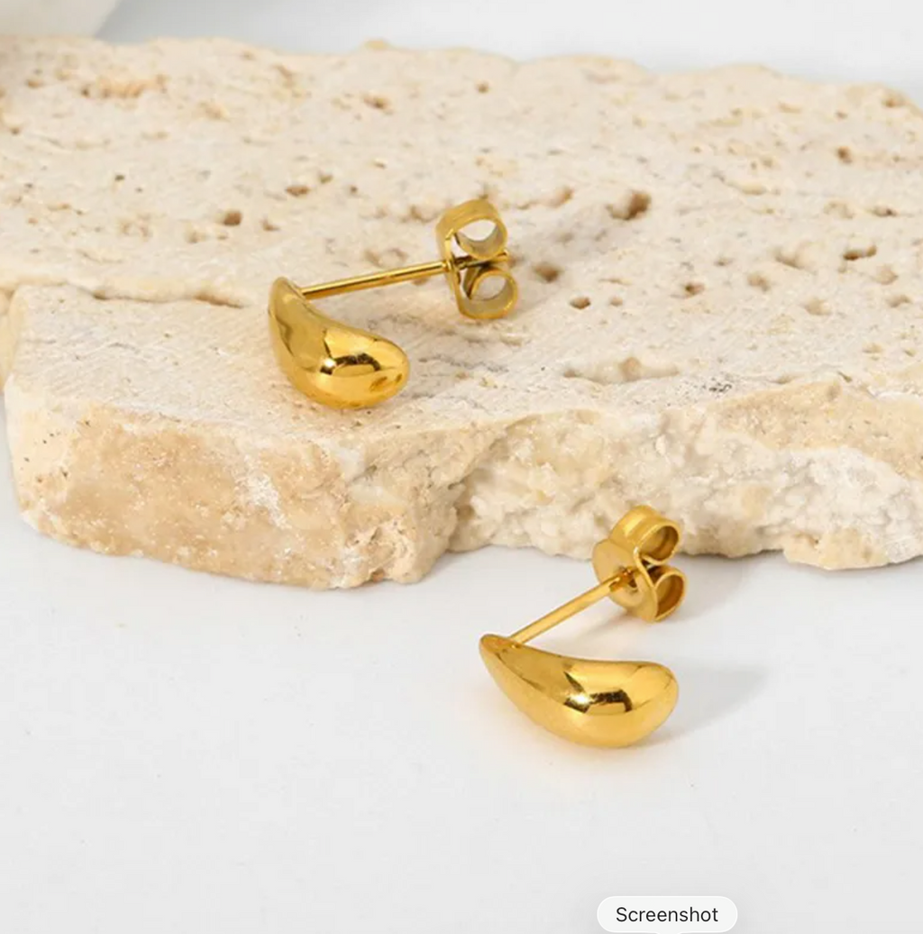 Elegant Mini Waterdrop Earrings Women's Fashion Stainless Steel Waterproof Ear Jewelry Simple Versatile 18K Gold Plated