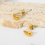 Elegant Mini Waterdrop Earrings Women's Fashion Stainless Steel Waterproof Ear Jewelry Simple Versatile 18K Gold Plated