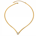Zircon Flat Snake Chain Necklace Gold Plated Stainless Steel Fashionable Waterdrop Shaped Waterproof