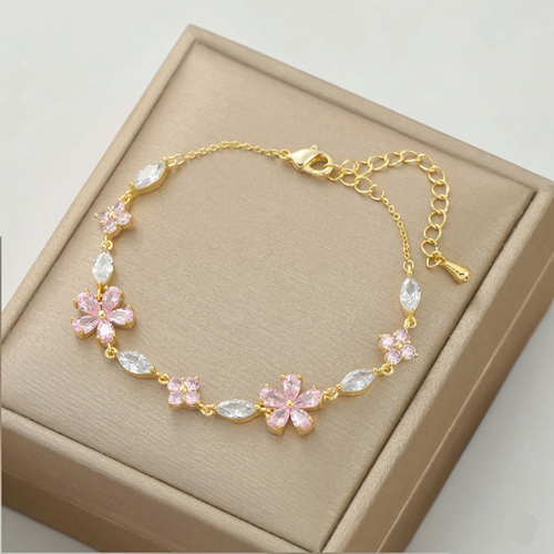 Flower Inlay Bracelet — Gold Plated Copper Holiday Style