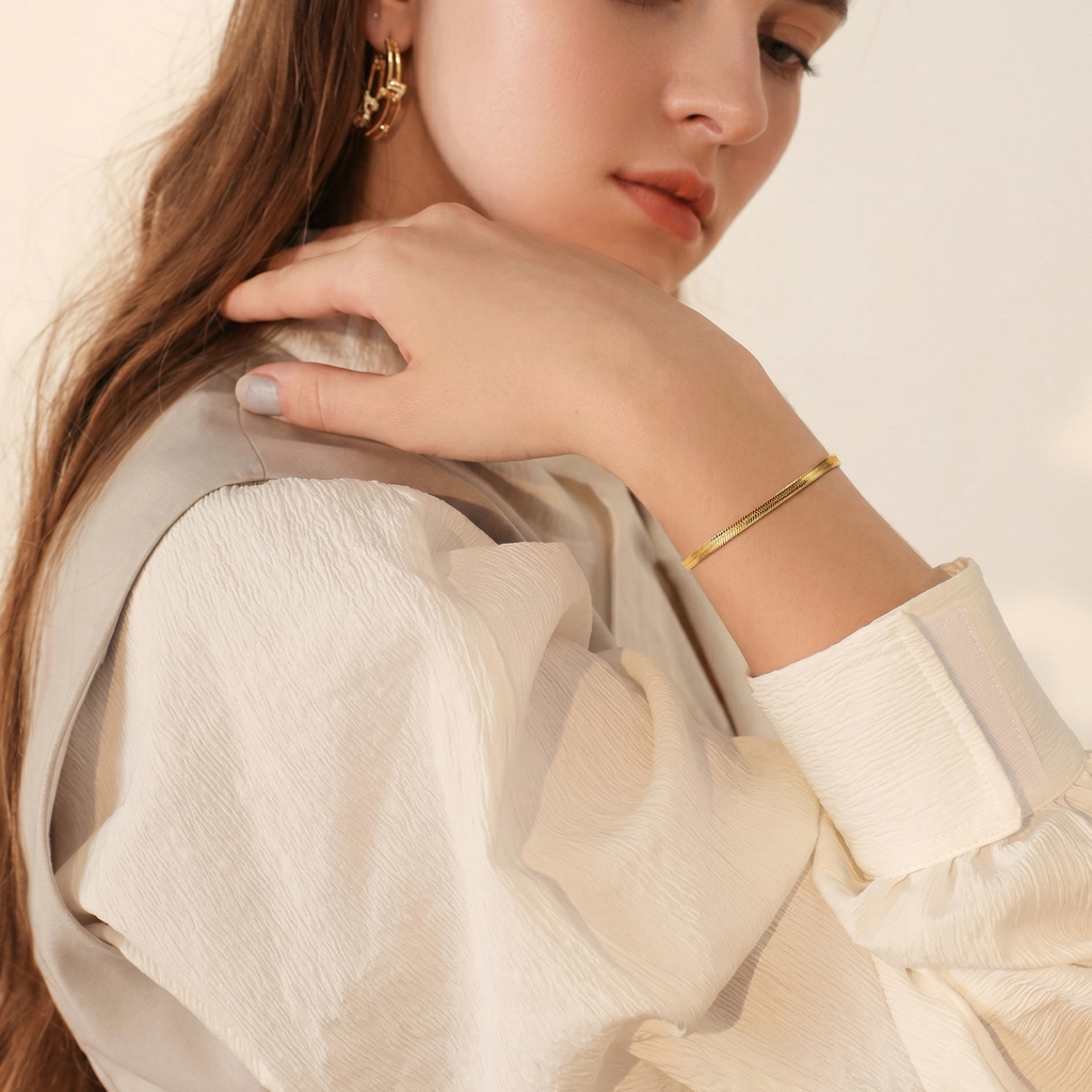 Classic Style Wrist Chain PVD Coated Real 18K Gold Plated 304 Stainless Waterproof Non Tarnish