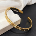 Bangle With Rhinestones 18K Real Gold Plated 304 Stainless Steel Waterproof Non Tarnish