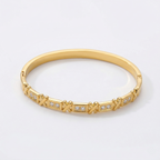 Zircon Bangle 18K Gold Plated 304 Stainless Steel